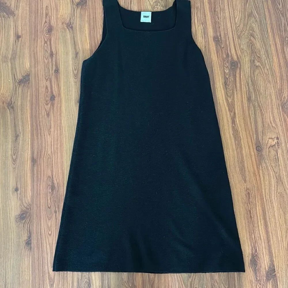 DKNT knit  Black sleeveless tank dress Classic heavy knit s